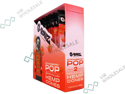 G - ROLLZ Pre - Rolled Hemp Cones - 12 Packs Per Box - 2 Cones Per Pack - Strawberry Pop - VIR Wholesale