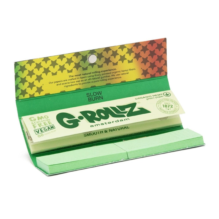 G-Rollz | 'Reggae' 50 King Size Green Papers + Tips (20 Booklets Display) - VIR Wholesale
