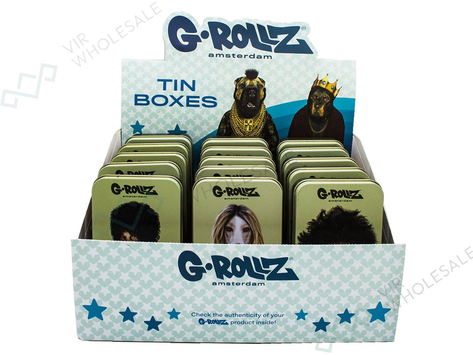 G - ROLLZ | Storage Tins - 15 Per Box - 3 Designs - Dog - VIR Wholesale