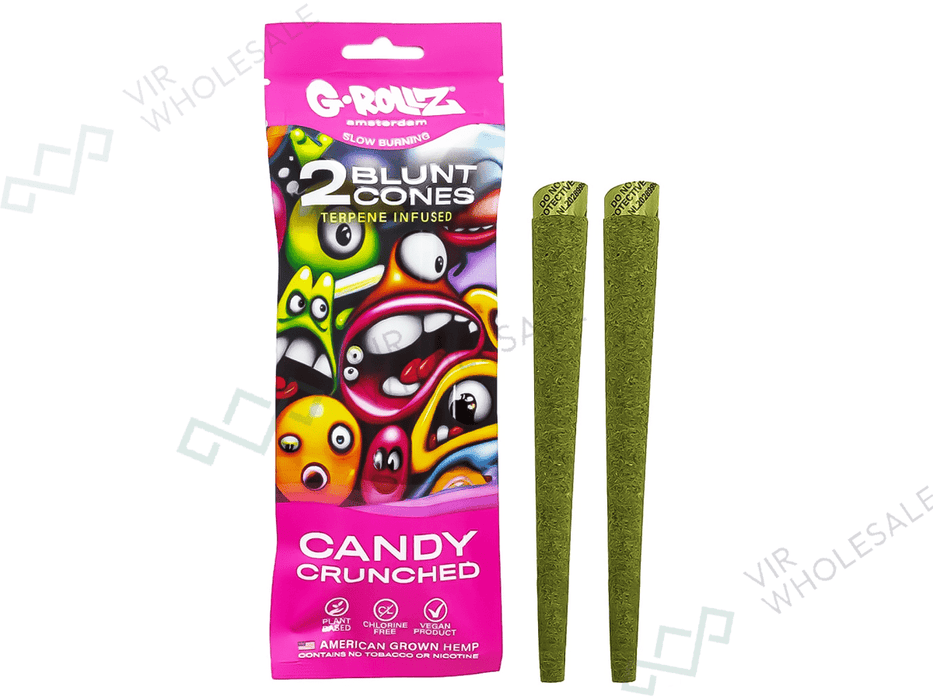 G - ROLLZ - Terpene Blunt Cones - 12 Packs Per Box - 2 Cones Per Pack - Candy Crunched (In Mylar Bag) - VIR Wholesale