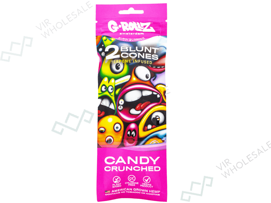 G - ROLLZ - Terpene Blunt Cones - 12 Packs Per Box - 2 Cones Per Pack - Candy Crunched (In Mylar Bag) - VIR Wholesale