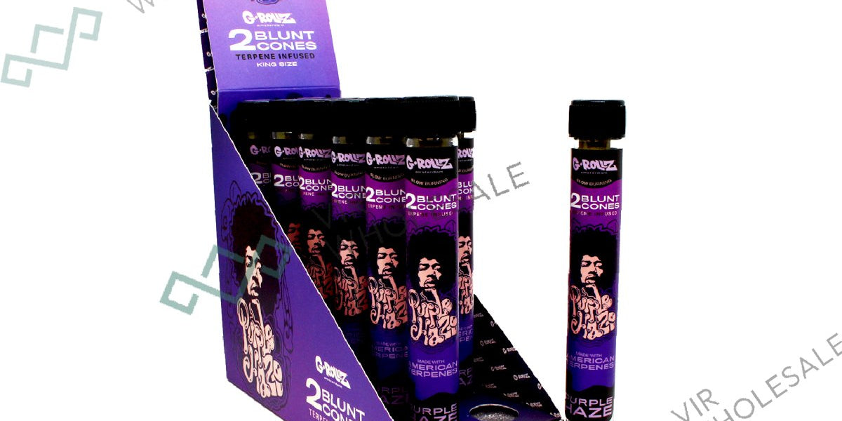 G-ROLLZ - Terpene Blunt Cones - 12 Per Box - 2 Per Pack - Purple Haze  VIR  Wholesale