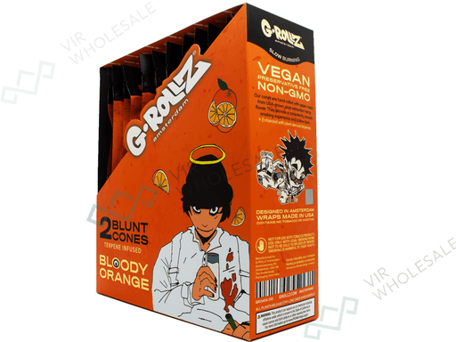 G - Rollz Terpene Blunt Cones – Bloody Orange – 12 Packs Per Box – 2 Cones Per Pack - VIR Wholesale