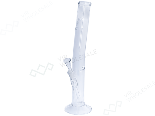 Glass Bong - Clear 17” Curved Straight Art with Logo - VIR Wholesale