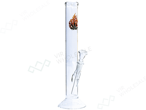 Glass Bong - Fire Leaf 13” Straight - VIR Wholesale