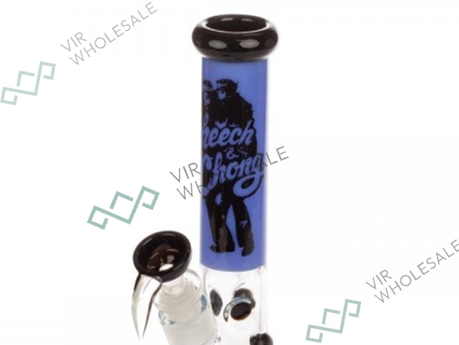Grace Glass | Cheech & Chong 'Peace' - Straight Bong Blue H:30cm - Ø:38mm - SG:18.8mm - VIR Wholesale