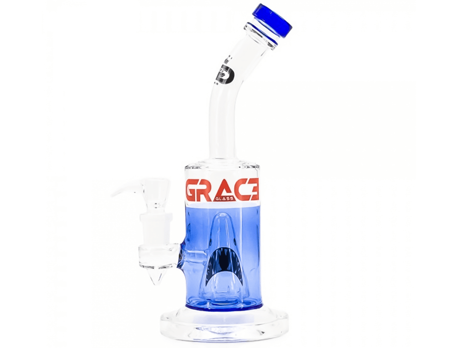GRACE GLASS Shark Attack Bong – Ocean Blue (27cm) - VIR Wholesale