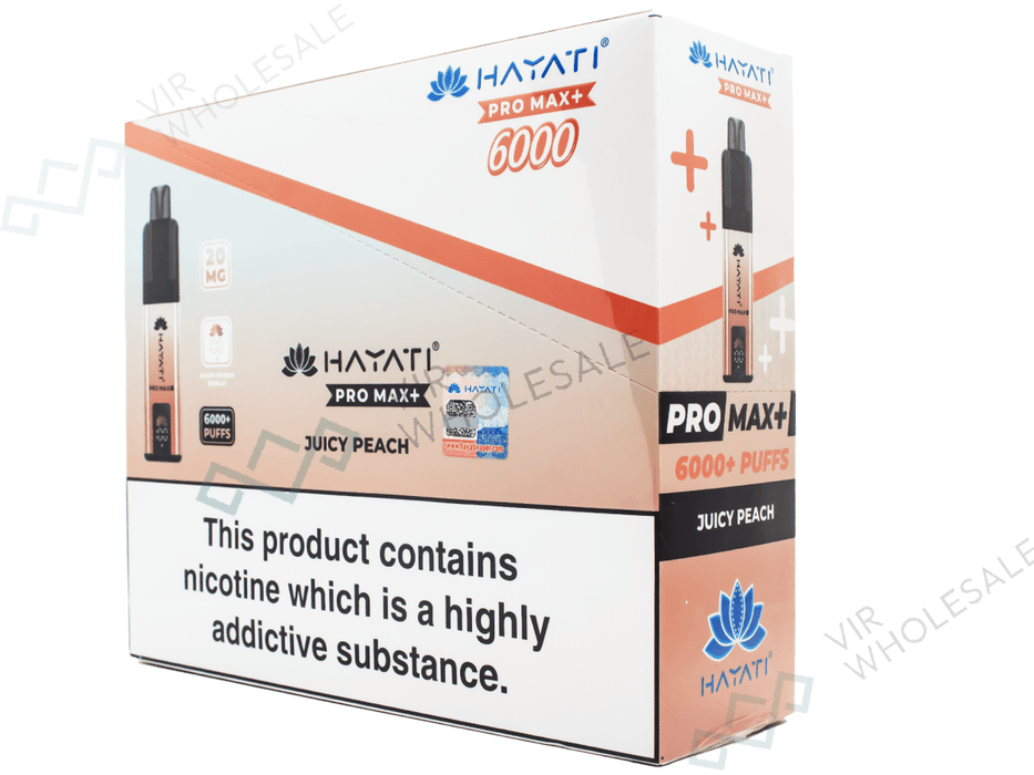 Hayati Pro Max+ 6000 Puffs - 5 Per Box - VIR Wholesale