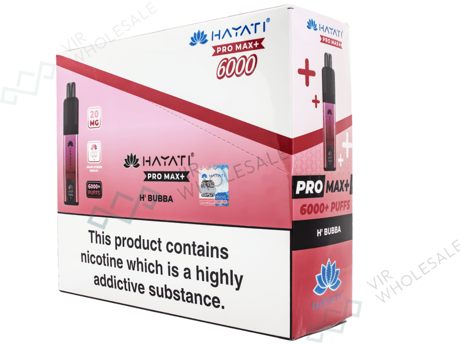 Hayati Pro Max+ 6000 Puffs - 5 Per Box - VIR Wholesale