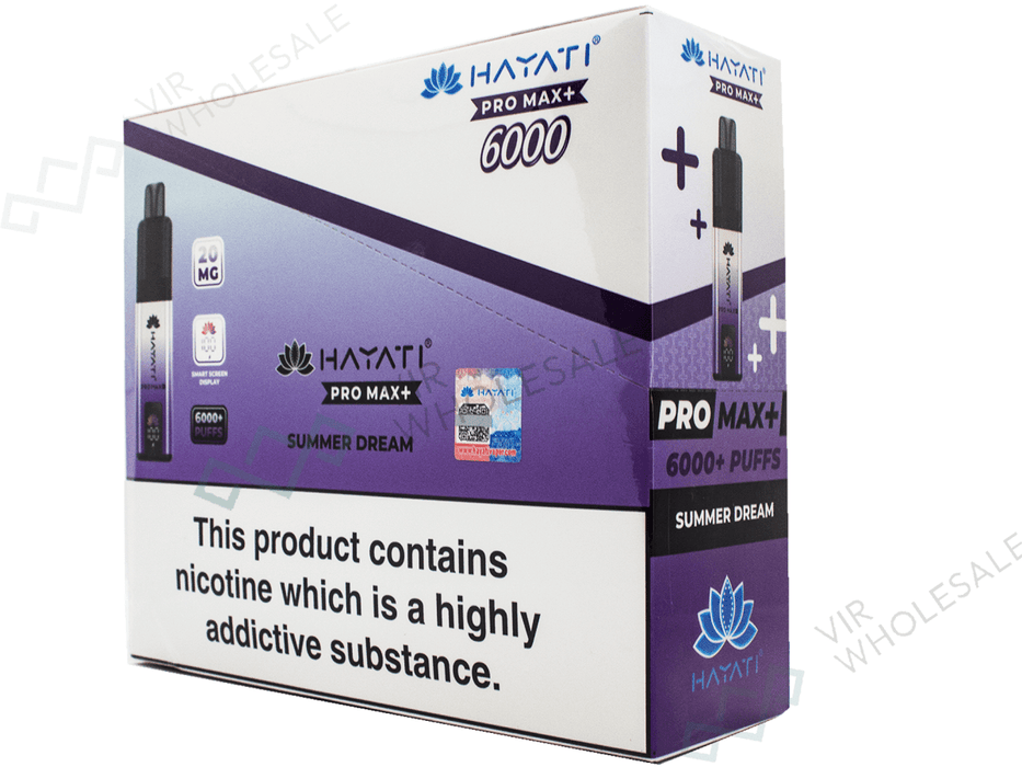 Hayati Pro Max+ 6000 Puffs - 5 Per Box - VIR Wholesale