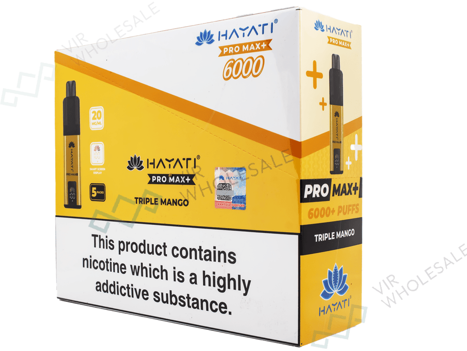 Hayati Pro Max+ 6000 Puffs - 5 Per Box - VIR Wholesale