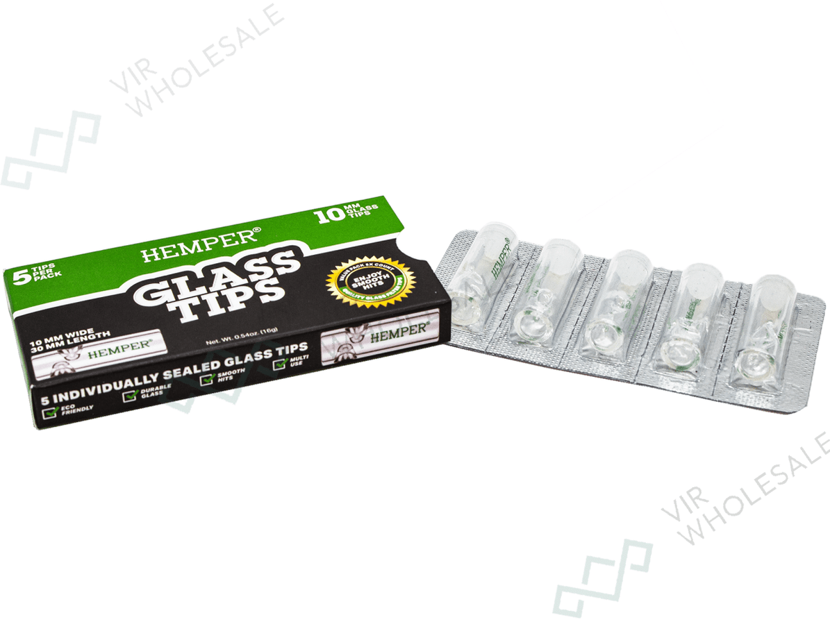 Hemper 10mm Glass Filter Tips - 5 Per Pack - 10 Per Box — VIR Wholesale
