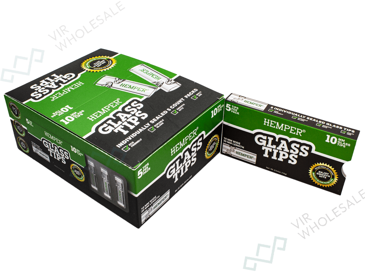 Hemper 10mm Glass Filter Tips - 5 Per Pack - 10 Per Box — VIR Wholesale