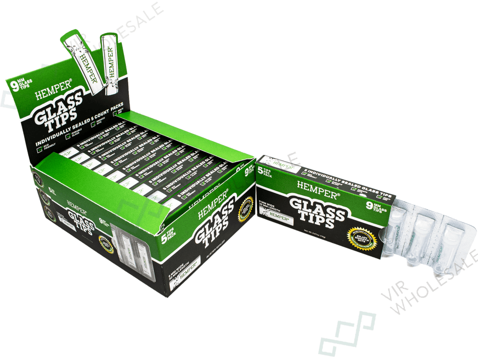 Hemper 9mm Glass Filter Tips - 5 Per Pack - 10 Per Box - VIR Wholesale