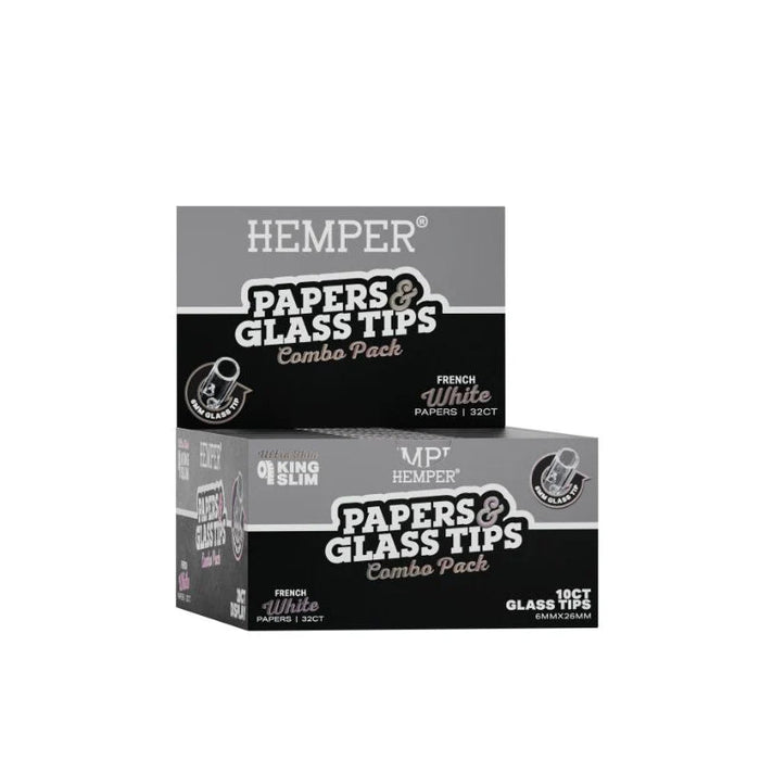 Hemper French White paper + 6mm glass tips - VIR Wholesale