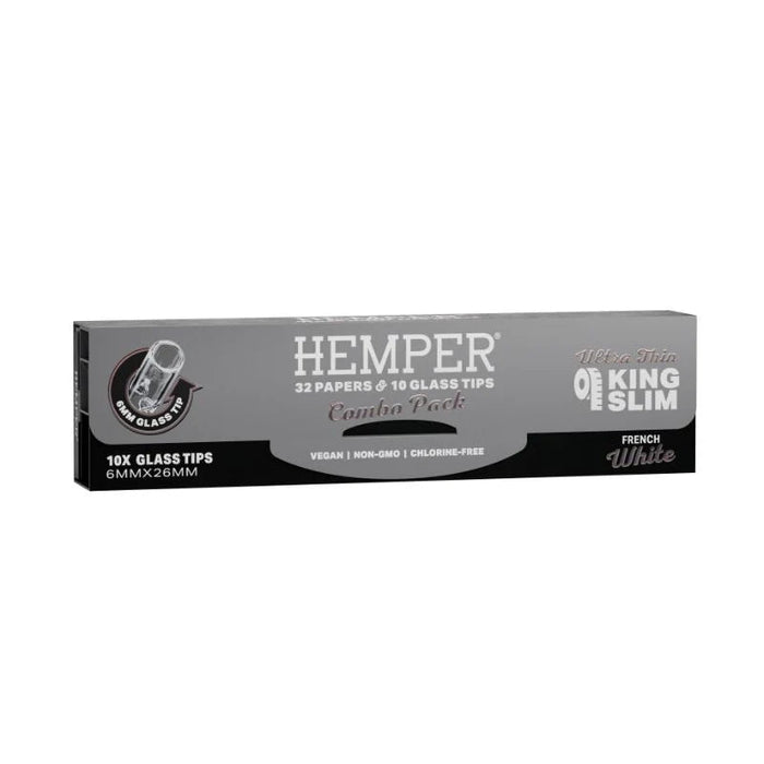 Hemper French White paper + 6mm glass tips - VIR Wholesale
