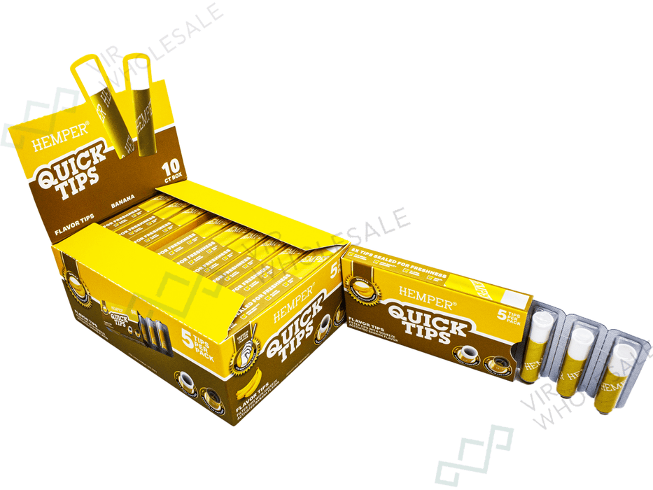 Hemper Quick Tips – Banana Flavour 5 Per Pack - 10 Packs Per Box - VIR Wholesale