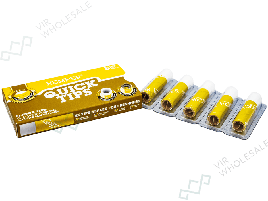 Hemper Quick Tips – Banana Flavour 5 Per Pack - 10 Packs Per Box - VIR Wholesale