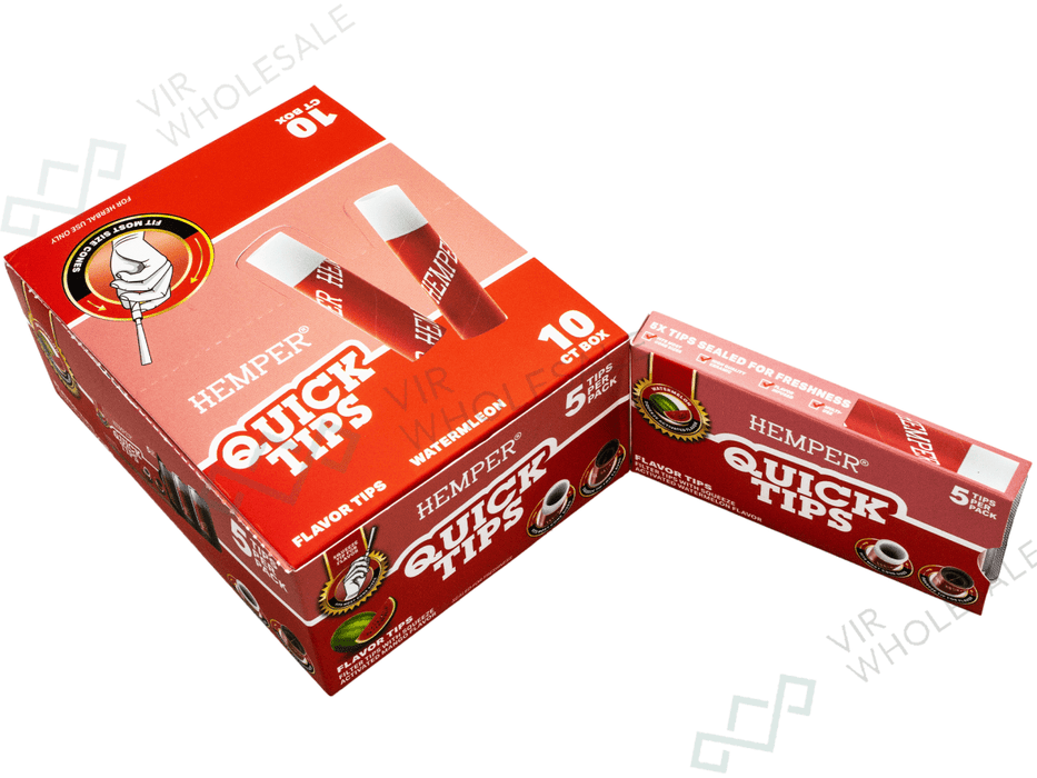 Hemper Quick Tips – Watermelon Flavour 5 Per Pack - 10 Packs Per Box - VIR Wholesale