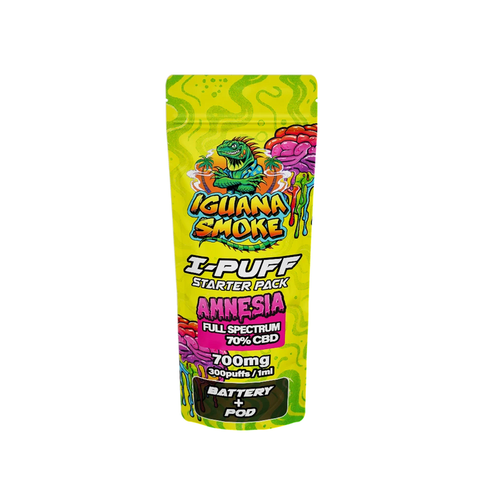 Iguana Smoke I-Puff Amnesia 1ml CBD Vape Starter Pack (700mg) - VIR Wholesale