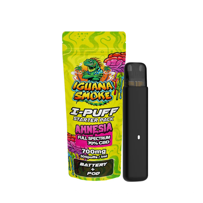 Iguana Smoke I-Puff Amnesia 1ml CBD Vape Starter Pack (700mg) - VIR Wholesale