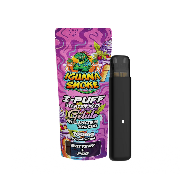 Iguana Smoke I-Puff Gelato 1ml CBD Vape Starter Pack (700mg) - VIR Wholesale