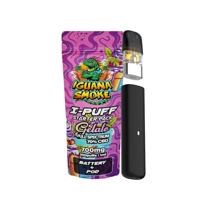 Iguana Smoke I-Puff Gelato 1ml CBD Vape Starter Pack (700mg) - VIR Wholesale