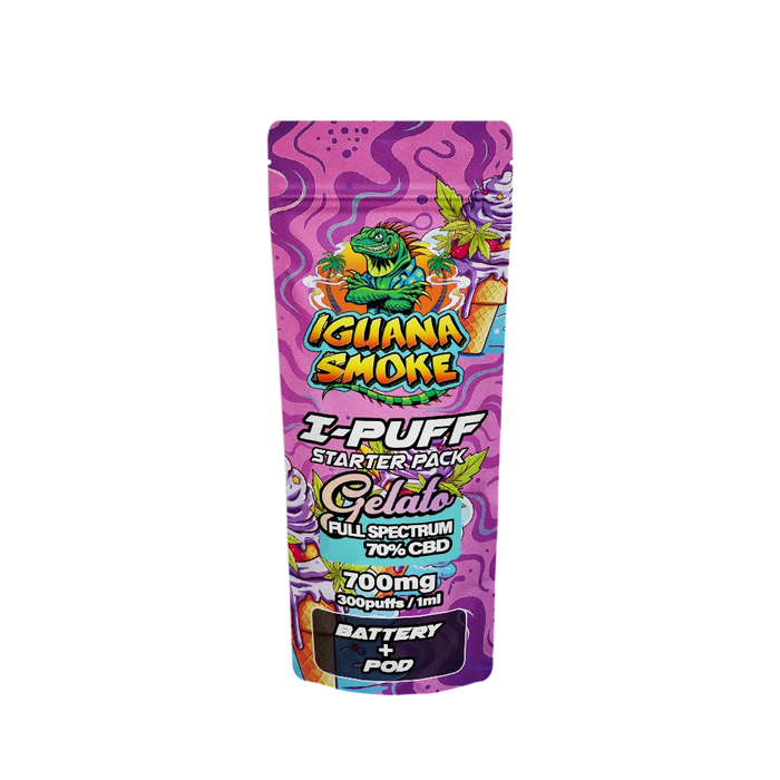 Iguana Smoke I-Puff Gelato 1ml CBD Vape Starter Pack (700mg) - VIR Wholesale