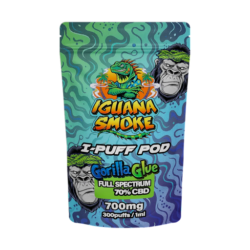 Iguana Smoke I-Puff Gorilla Glue 1ml CBD Vape Replacement Pod (700mg) - VIR Wholesale