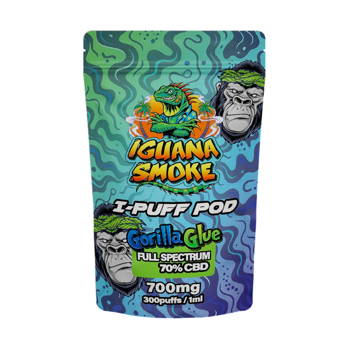 Iguana Smoke I-Puff Gorilla Glue 1ml CBD Vape Replacement Pod (700mg) - VIR Wholesale