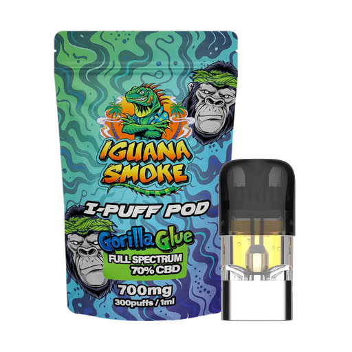 Iguana Smoke I-Puff Gorilla Glue 1ml CBD Vape Replacement Pod (700mg) - VIR Wholesale