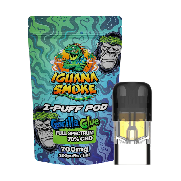 Iguana Smoke I-Puff Gorilla Glue 1ml CBD Vape Replacement Pod (700mg) - VIR Wholesale