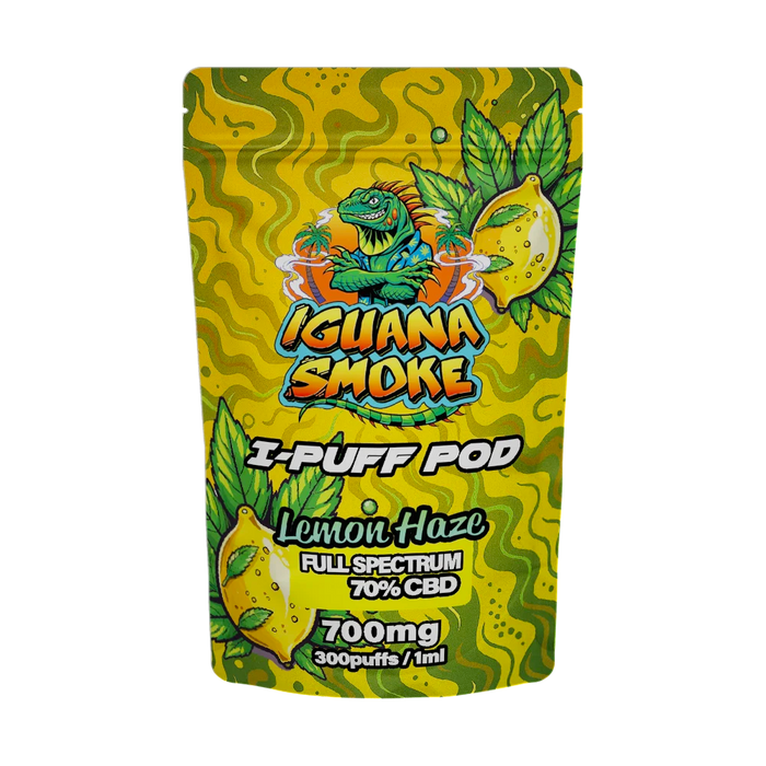 Iguana Smoke I-Puff Lemon Haze 1ml CBD Vape Replacement Pod (700mg) - VIR Wholesale