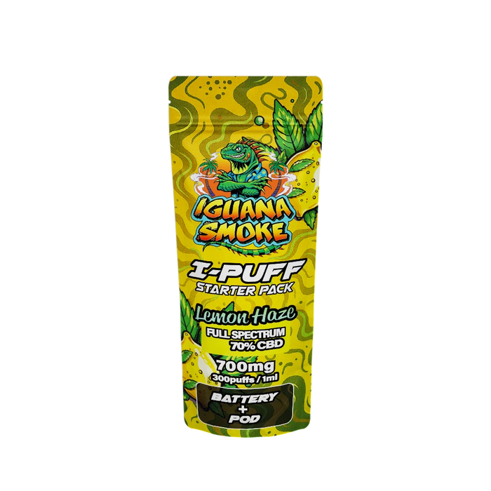 Iguana Smoke I-Puff Lemon Haze 1ml CBD Vape Starter Pack (700mg) - VIR Wholesale
