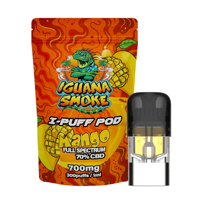 Iguana Smoke I-Puff Mango 1ml CBD Vape Replacement Pod (700mg) - VIR Wholesale