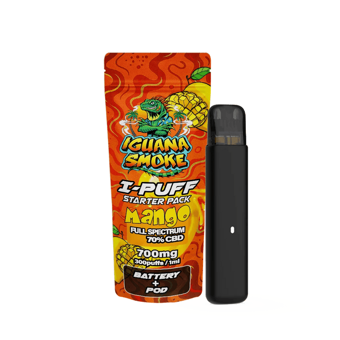 Iguana Smoke I-Puff Mango 1ml CBD Vape Starter Pack (700mg) - VIR Wholesale