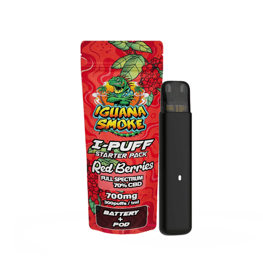 Iguana Smoke I-Puff Red Berries 1ml CBD Vape Starter Pack (700mg) - VIR Wholesale