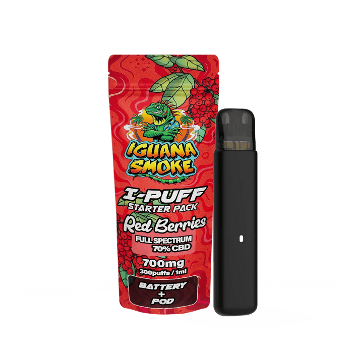 Iguana Smoke I-Puff Red Berries 1ml CBD Vape Starter Pack (700mg) - VIR Wholesale