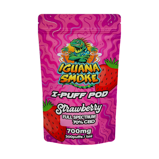 Iguana Smoke I-Puff Strawberry 1ml CBD Vape Replacement Pod (700mg) - VIR Wholesale