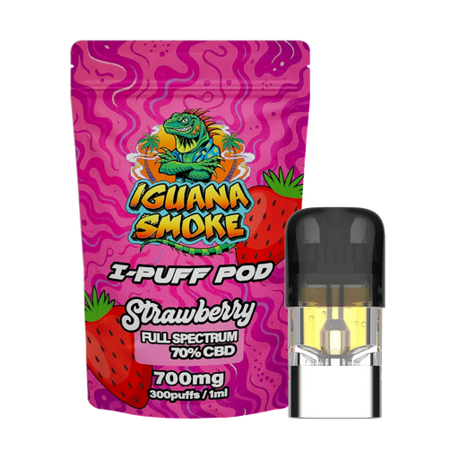Iguana Smoke I-Puff Strawberry 1ml CBD Vape Replacement Pod (700mg) - VIR Wholesale