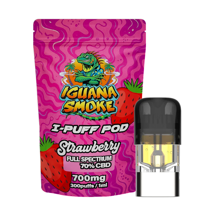 Iguana Smoke I-Puff Strawberry 1ml CBD Vape Replacement Pod (700mg) - VIR Wholesale