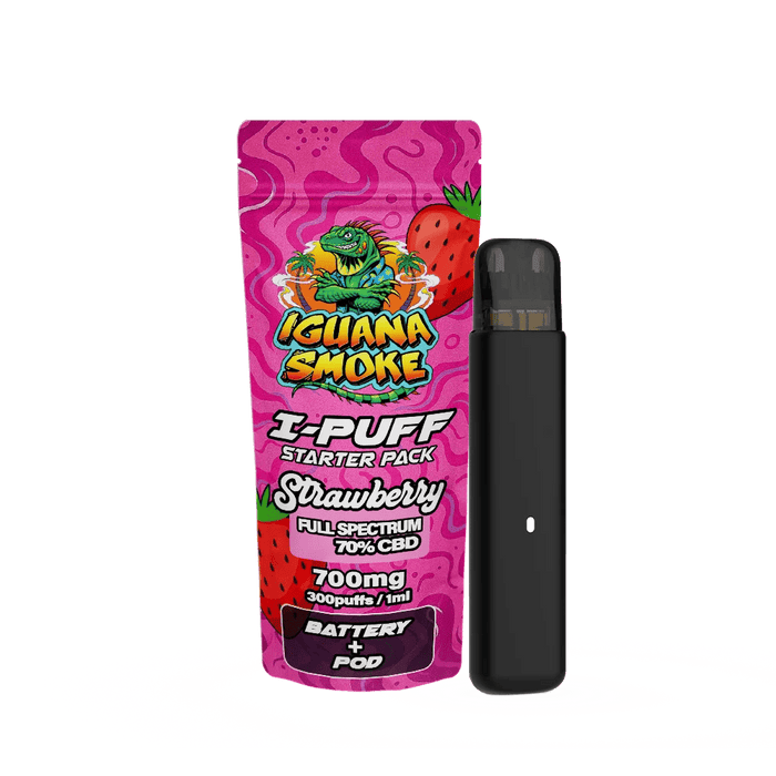 Iguana Smoke I-Puff Strawberry 1ml CBD Vape Starter Pack (700mg) - VIR Wholesale