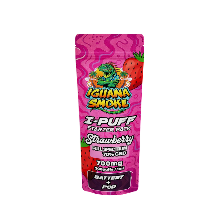 Iguana Smoke I-Puff Strawberry 1ml CBD Vape Starter Pack (700mg) - VIR Wholesale