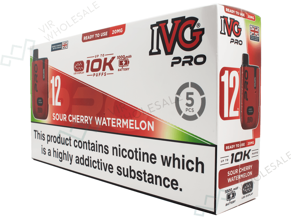 IVG PRO 10000 Puff Rechargeable Vape - 5 Vapes Per Box - 12ml (Complia VIR Wholesale IVG PRO 10000 Puff Rechargeable Vape - 5 Vapes Per Box - 12ml (Complia VIR Wholesale