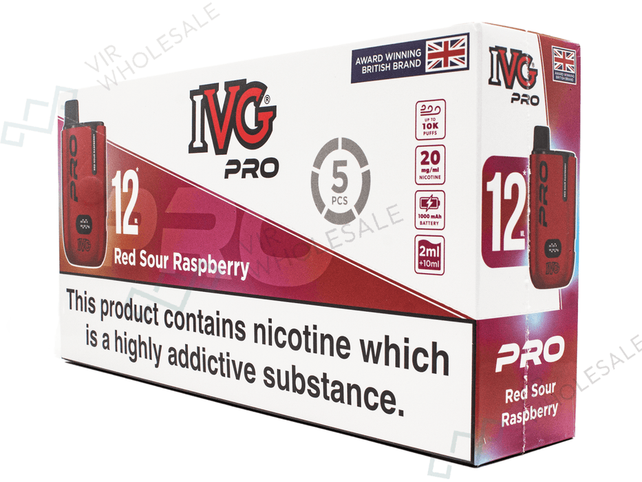 IVG PRO 10000 Puff Rechargeable Vape - 5 Vapes Per Box - 12ml (Complia VIR Wholesale IVG PRO 10000 Puff Rechargeable Vape - 5 Vapes Per Box - 12ml (Complia VIR Wholesale
