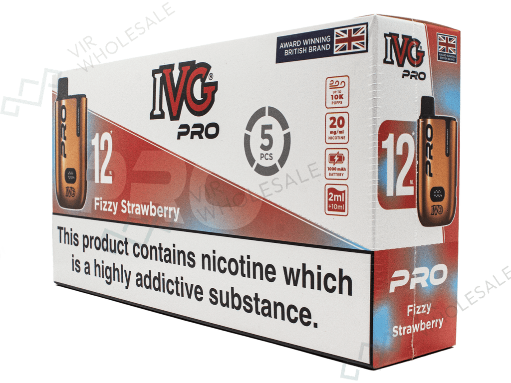 IVG PRO 10000 Puff Rechargeable Vape - 5 Vapes Per Box - 12ml (Complia VIR Wholesale IVG PRO 10000 Puff Rechargeable Vape - 5 Vapes Per Box - 12ml (Complia VIR Wholesale