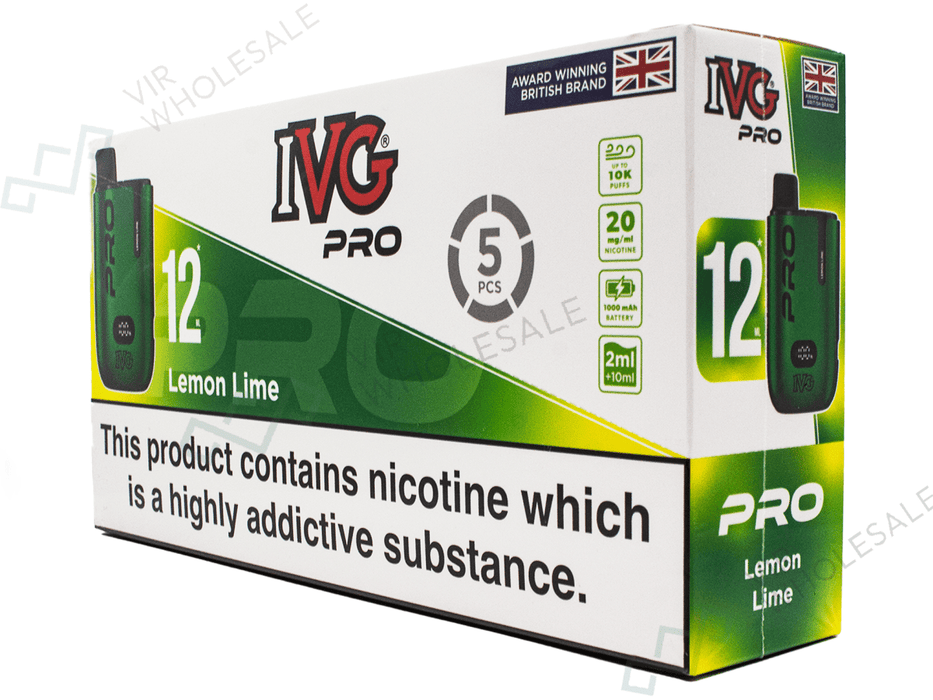 IVG PRO 10000 Puff Rechargeable Vape - 5 Vapes Per Box - 12ml (Complia VIR Wholesale IVG PRO 10000 Puff Rechargeable Vape - 5 Vapes Per Box - 12ml (Complia VIR Wholesale