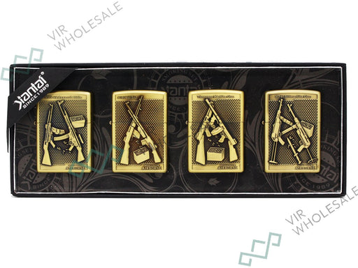 KANTAI Metal Zippo Lighters - 4 Pack Assorted Styles - VIR Wholesale