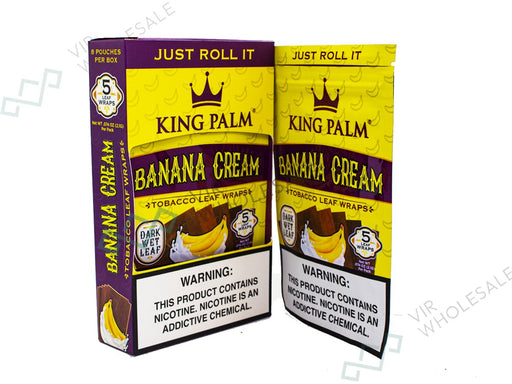 King Palm Banana Cream Wraps (Tobacco Sheets) 5 Wraps Per Pack - 8 Packs Per Box - VIR Wholesale