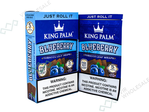 King Palm Blueberry Wraps (Tobacco Sheets) 5 Wraps Per Pack - 8 Packs Per Box - VIR Wholesale